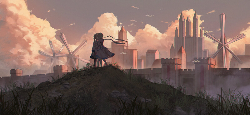 Two Girls on a Hill — Pink