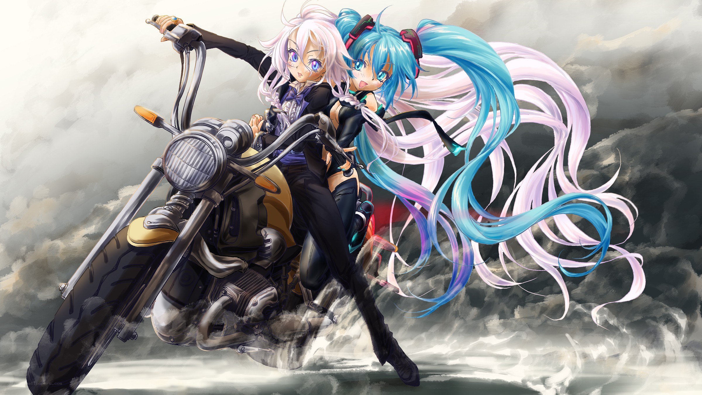 Two girls on a motorcycle