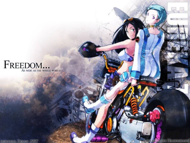 Two Girls on a Motorcycle — Blue