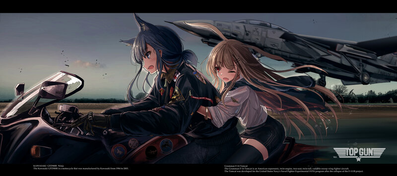 Two Girls on a Motorcycle — Gray, Dramatic