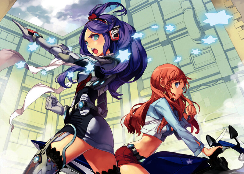 Two Girls on a Motorcycle — Purple