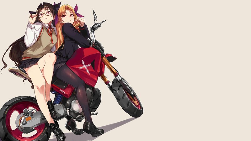 Two Girls on a Motorcycle — Red