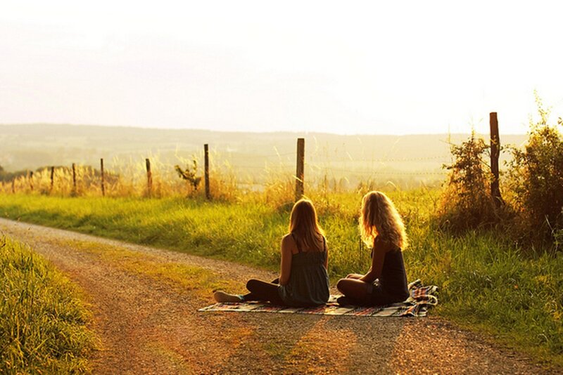 Two Girls on a Path — Green