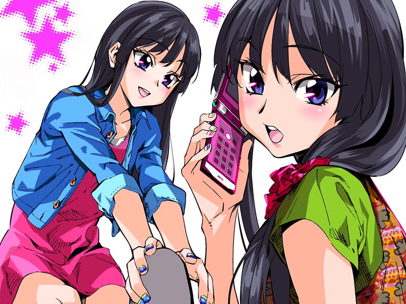 Two girls on a phone call