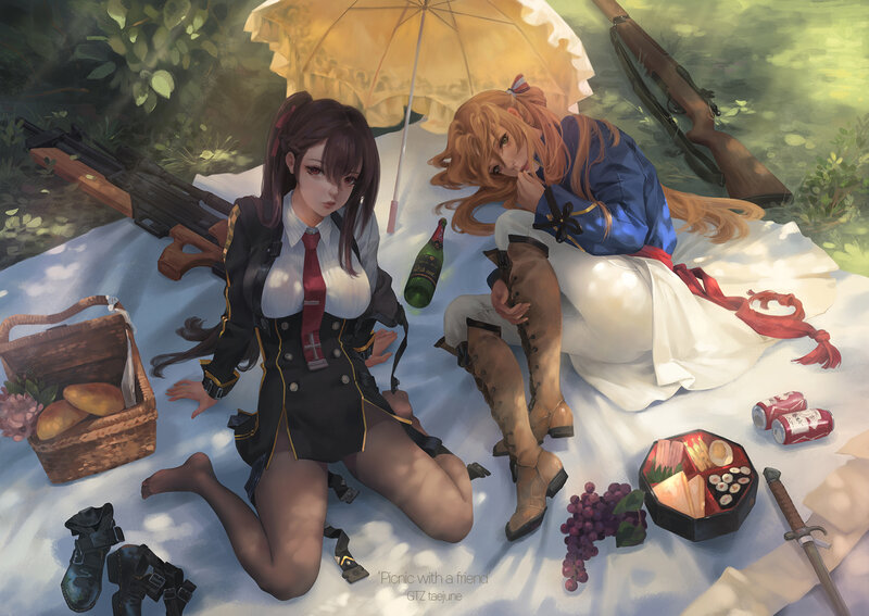 Two Girls on a Picnic — White