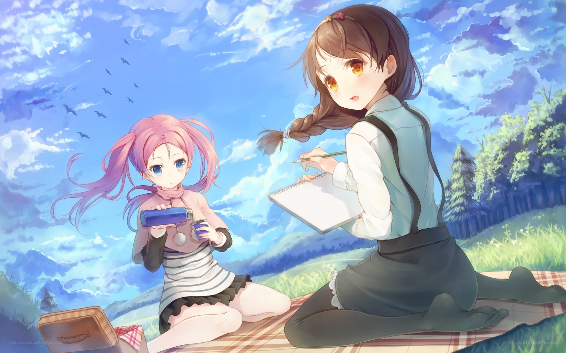 Two girls on a picnic