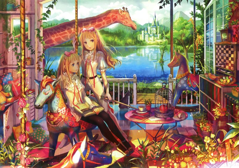 Two Girls on a Porch — Green