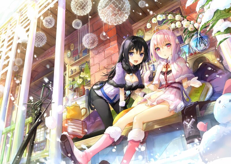 Two Girls on a Porch — Pink