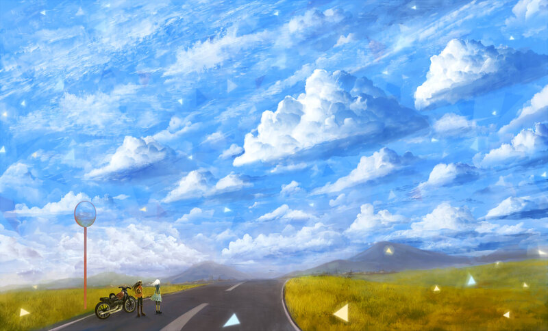 Two Girls on a Road — Blue
