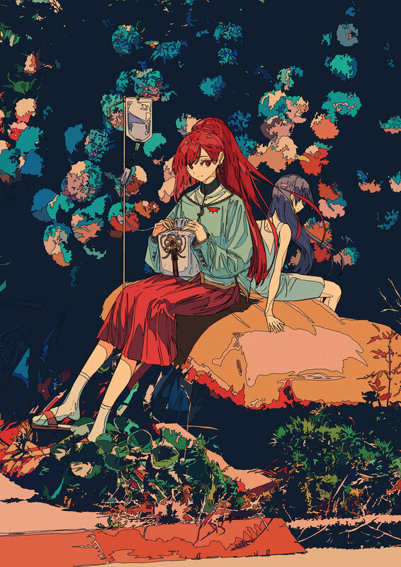 Two Girls on a Rock — Red