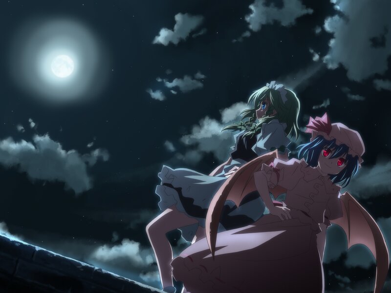 Two Girls on a Rooftop — Dark Blue