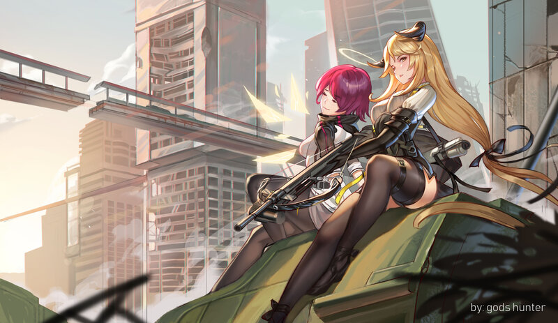 Two Girls on a Rooftop — Green