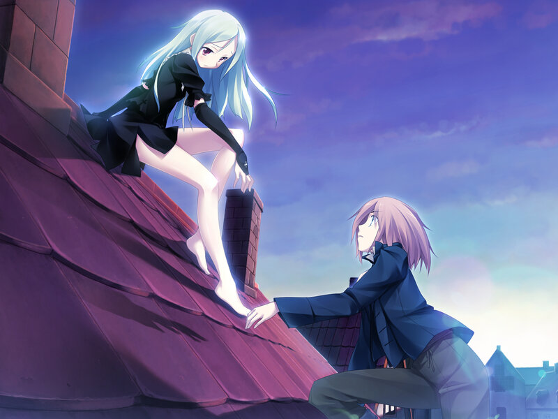 Two Girls on a Rooftop — Purple, Dramatic