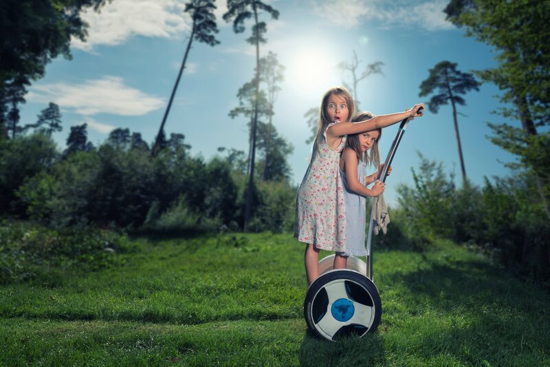 Two Girls on a Segway