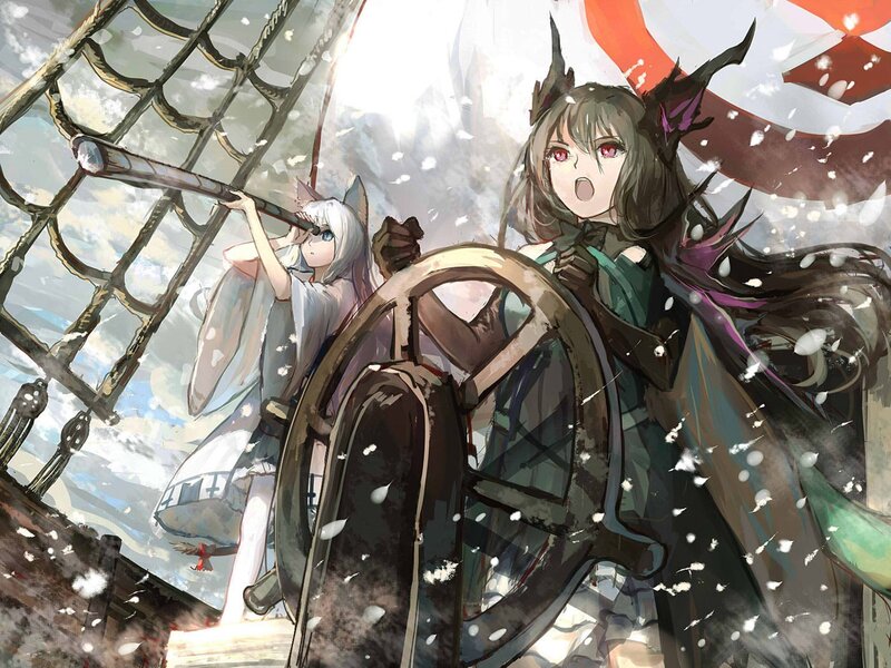 Two Girls on a Ship — Green