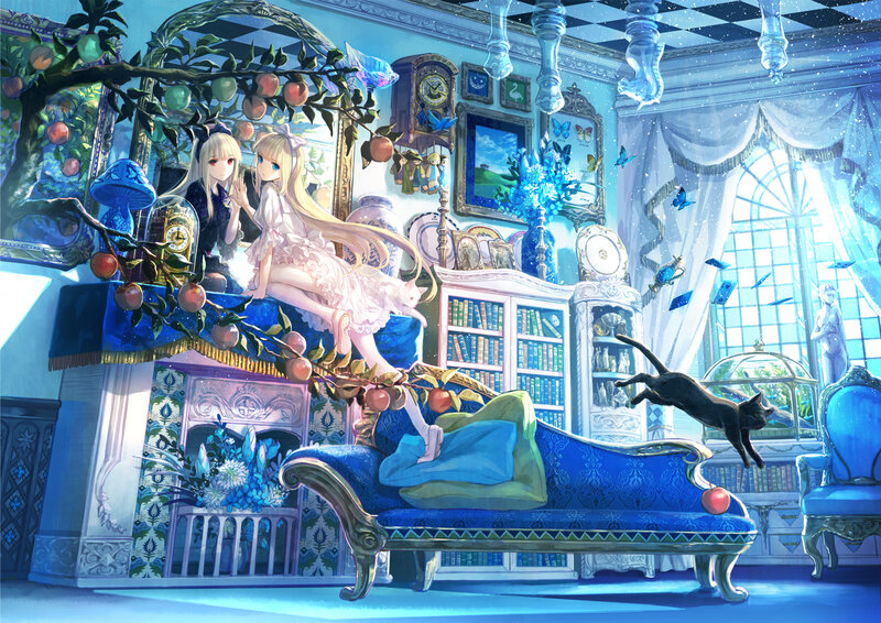 Two Girls on a Sofa — Blue