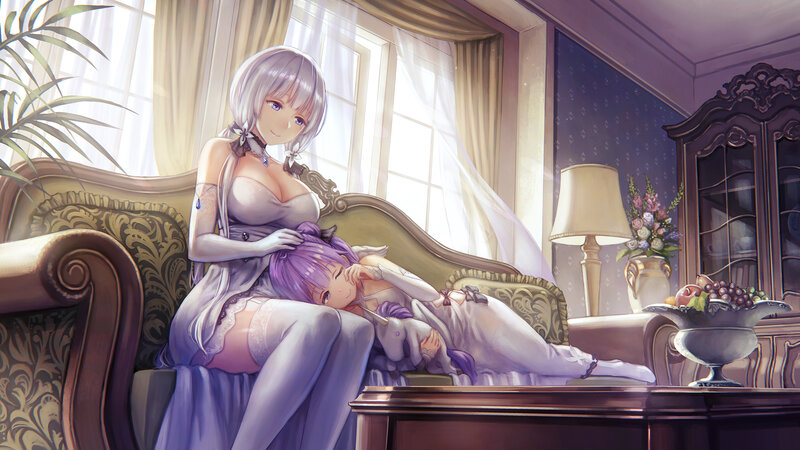 Two Girls on a Sofa — Purple