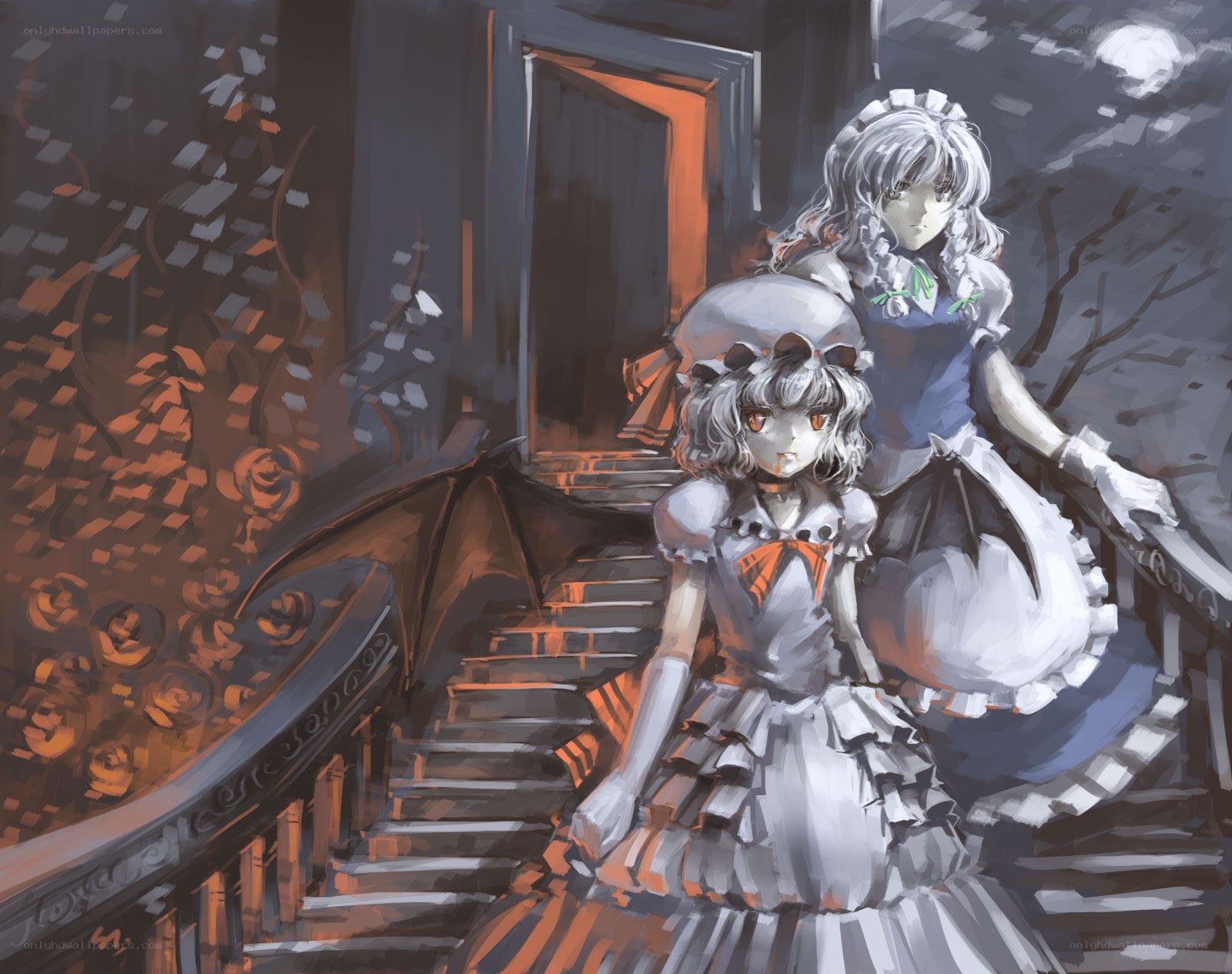 Two girls on a staircase