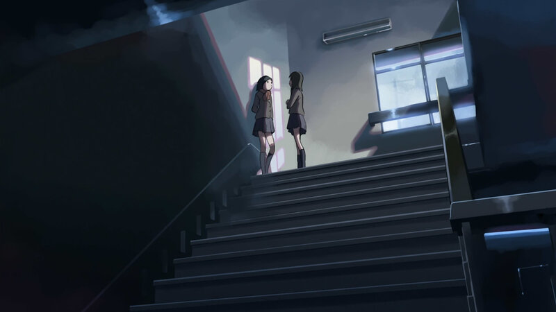 Two girls on a staircase