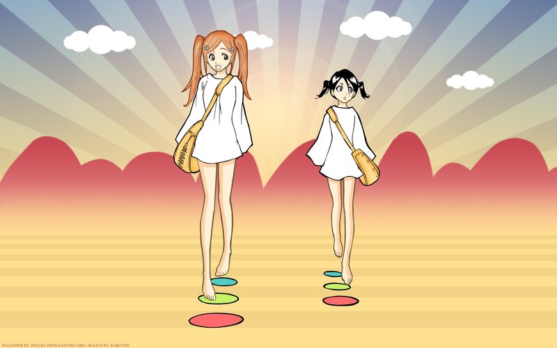 Two girls on a stepping stones game