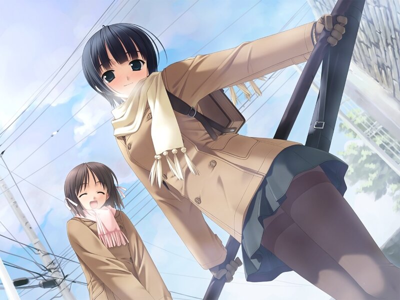 Two Girls on a Swing — Blue