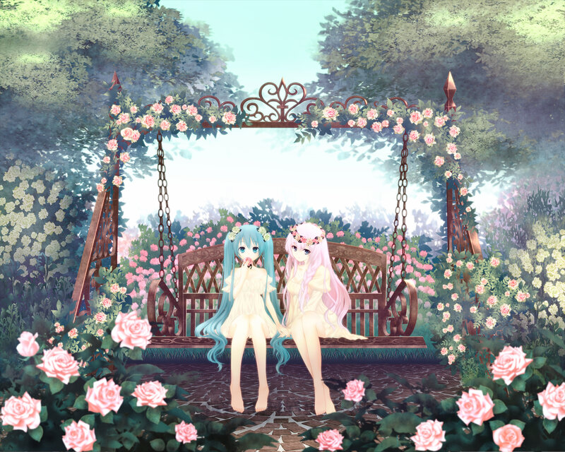 Two Girls on a Swing — Pink, Serene
