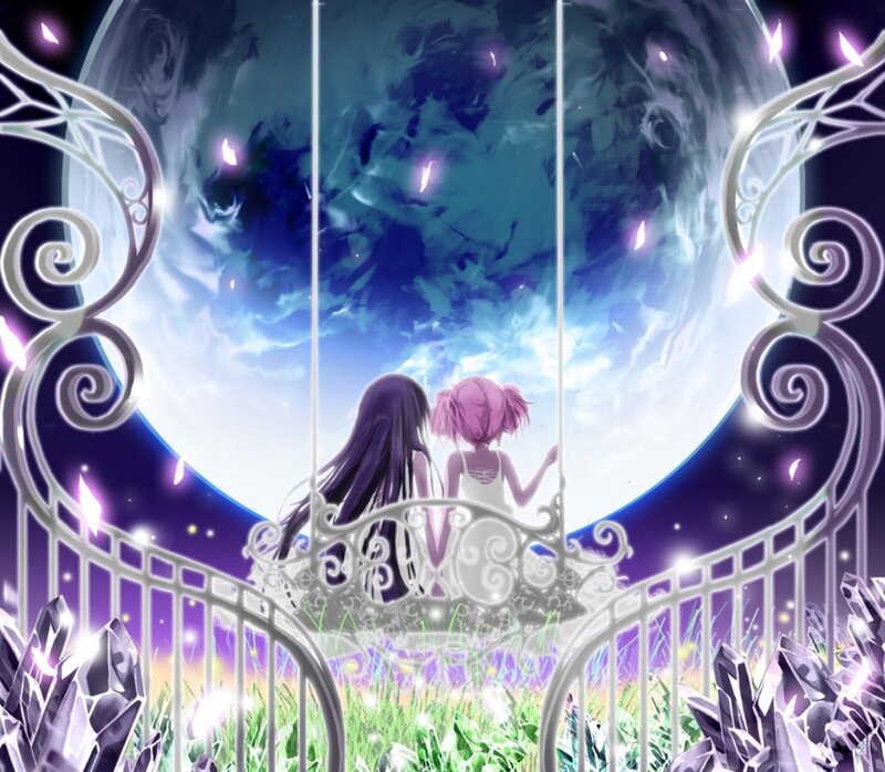 Two Girls on a Swing — Purple