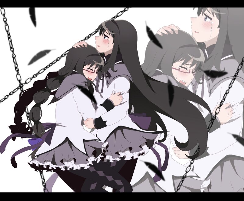Two Girls on a Swing — White, Dramatic