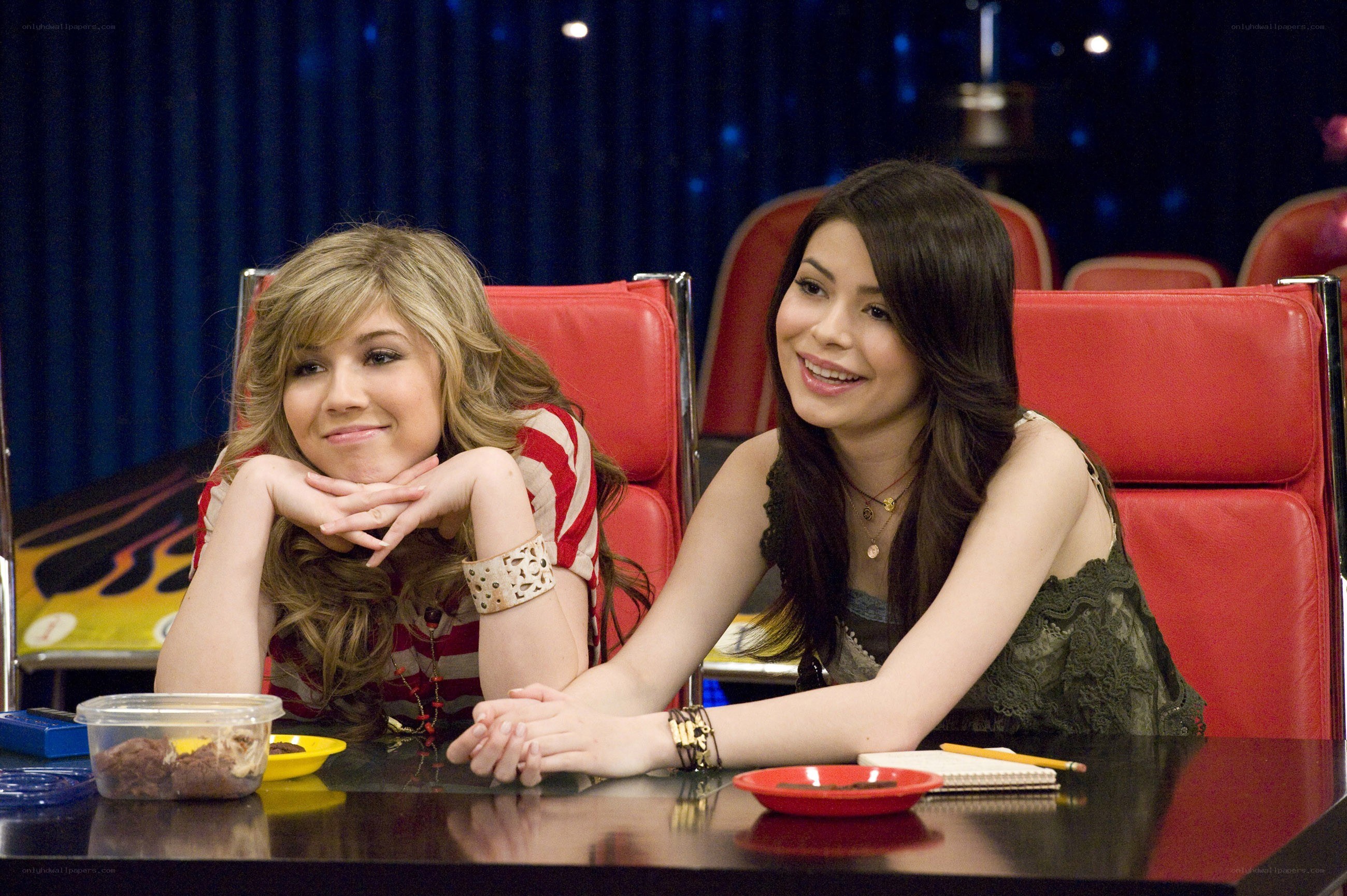 Two girls on a talk show set