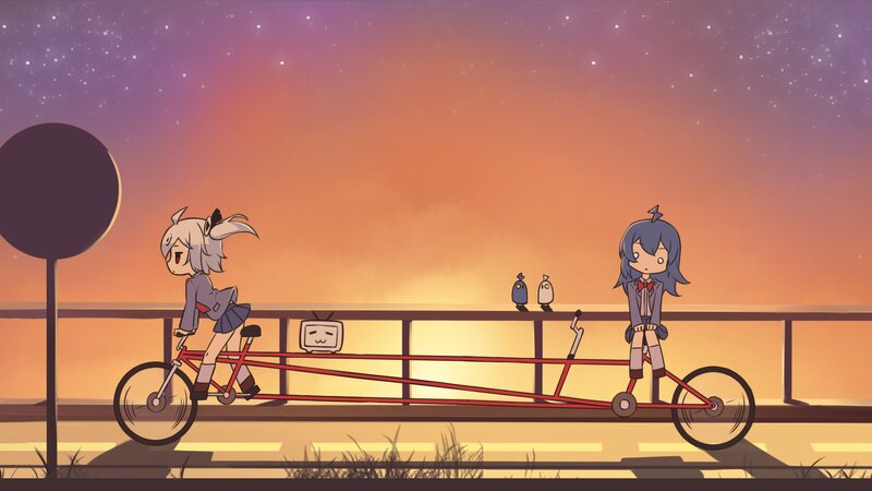 Two Girls on a Tandem Bike
