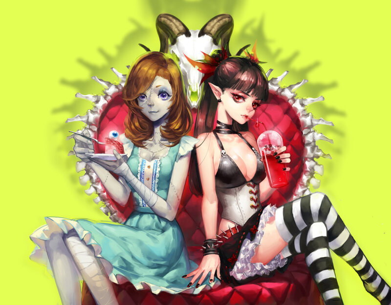 Two Girls on a Throne — Yellow