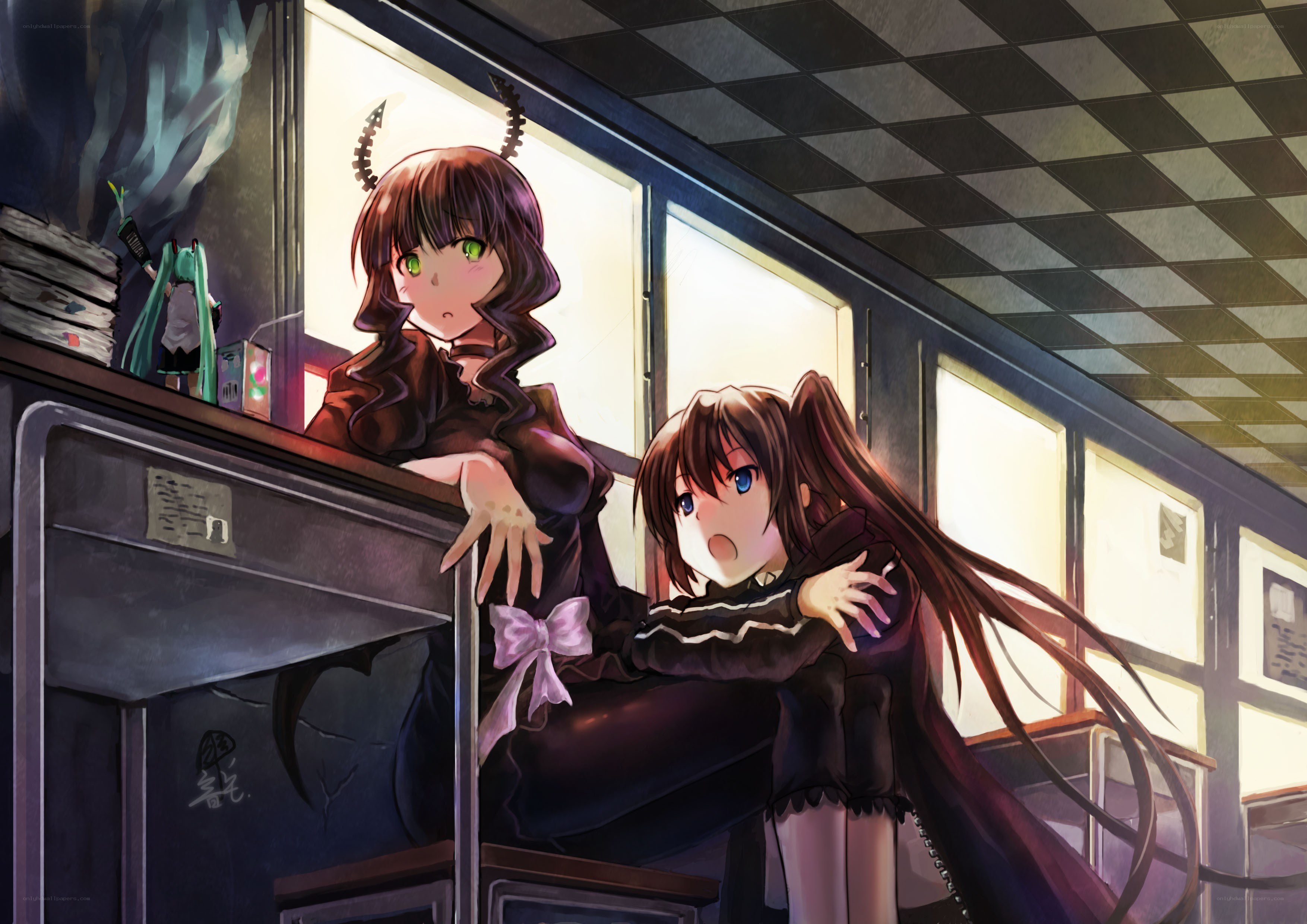 Two girls on a train