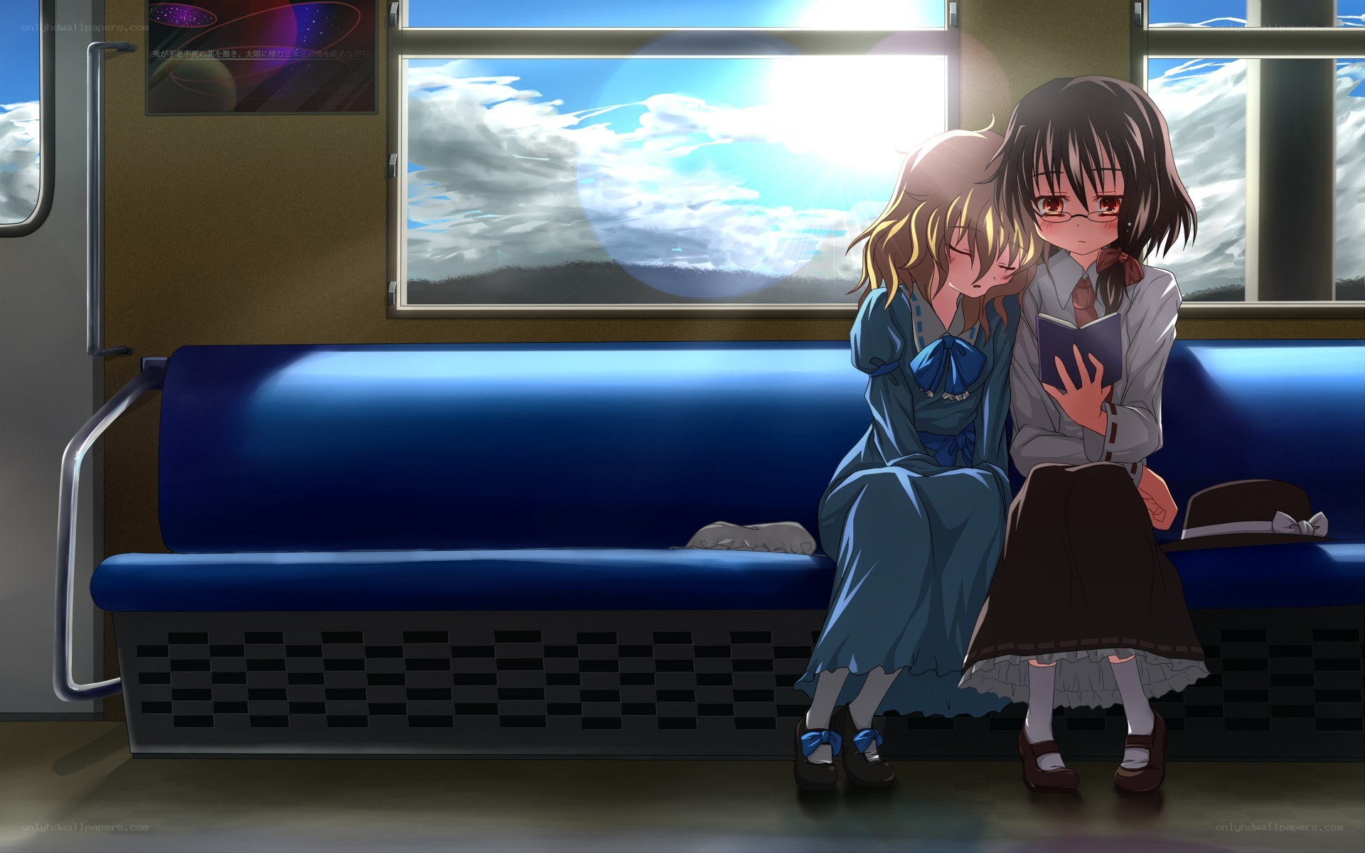 Two girls on a train