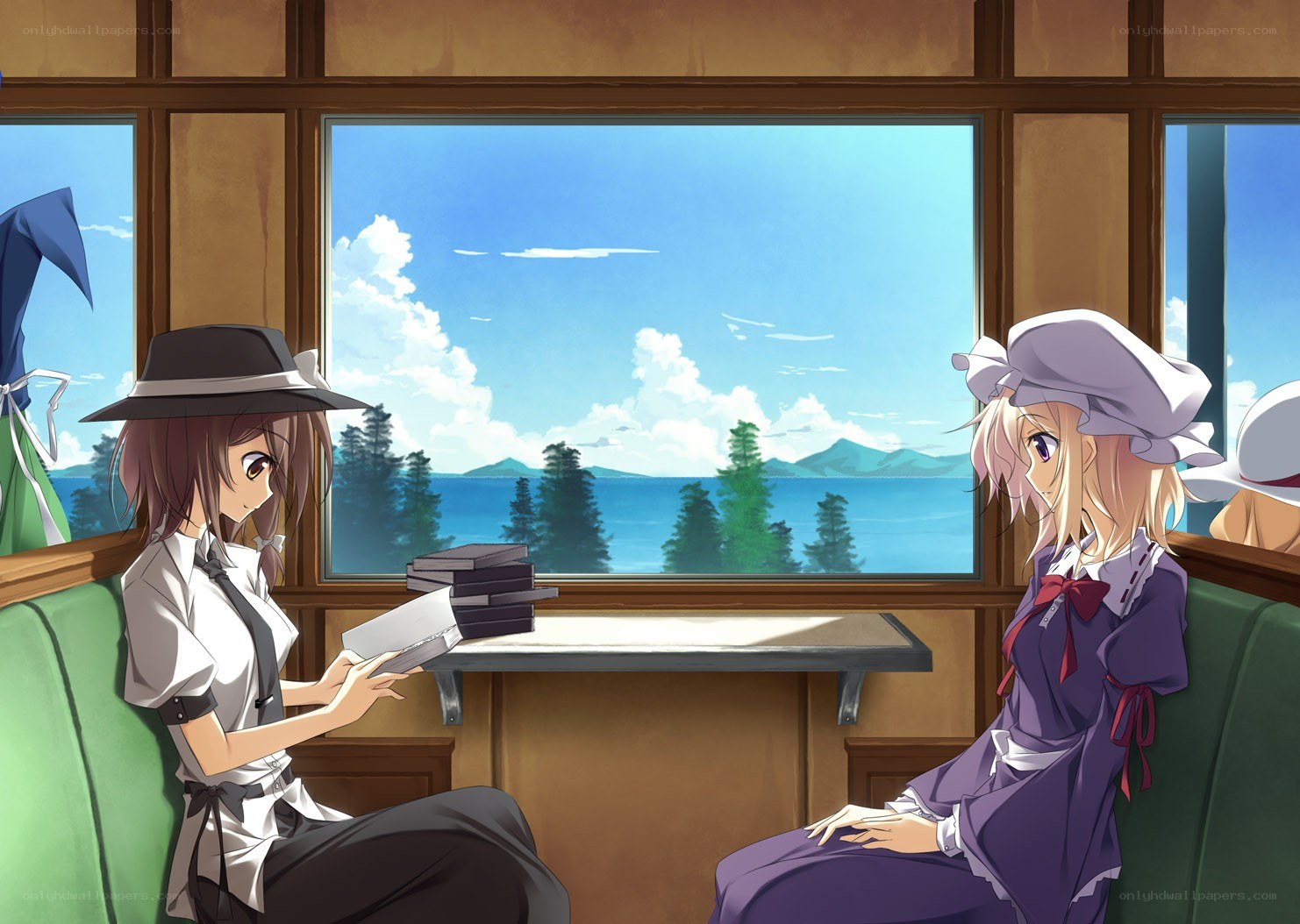 Two girls on a train
