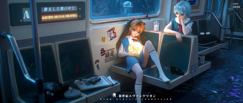 Two Girls on a Train — Blue