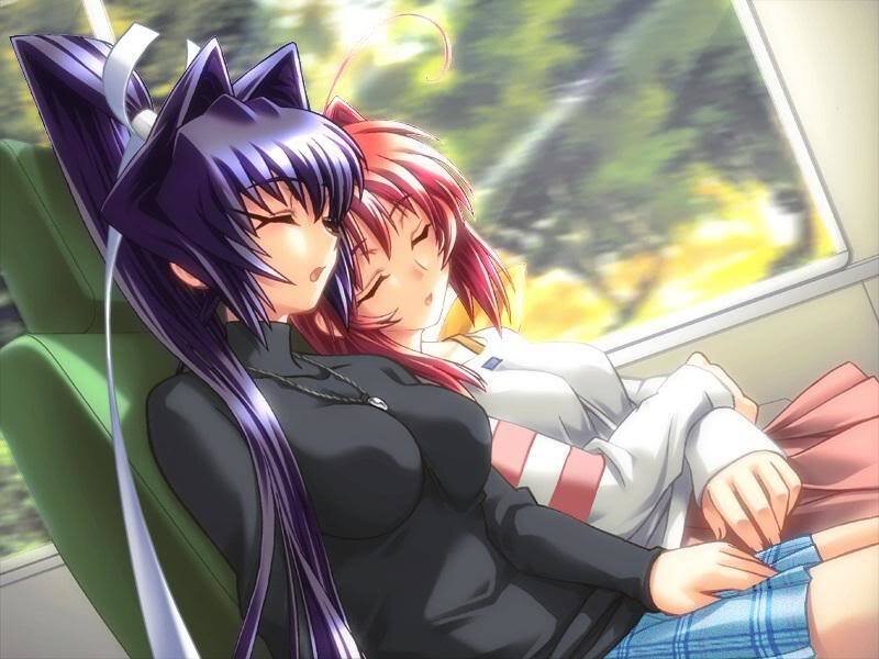 Two Girls on a Train — Purple