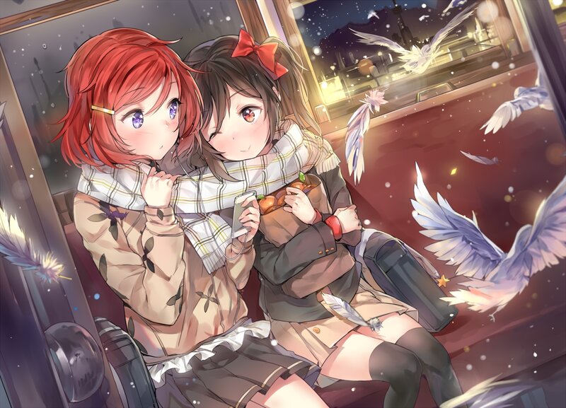 Two Girls on a Train — Red, Peaceful