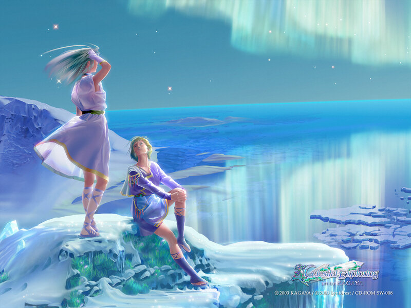 Two girls on an icy cliff