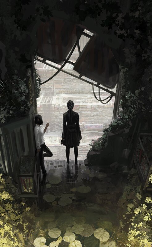 Two Girls on Balcony — Green
