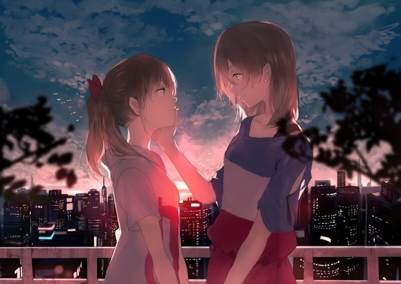 Two Girls on Balcony — Pink