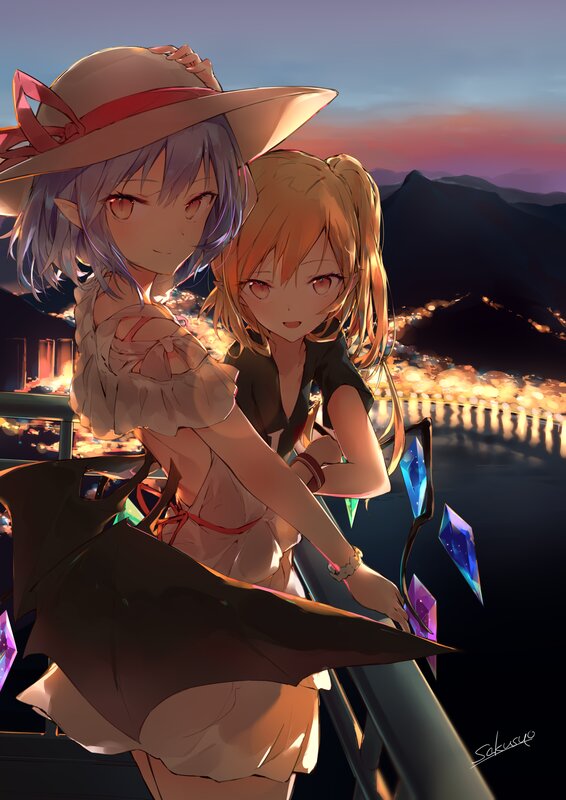 Two Girls on Balcony — Purple