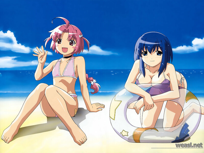 Two Girls on Beach — Blue, Relaxed