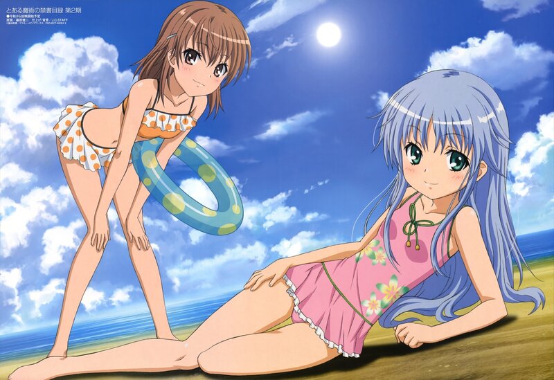 Two Girls on Beach — Blue, Serene
