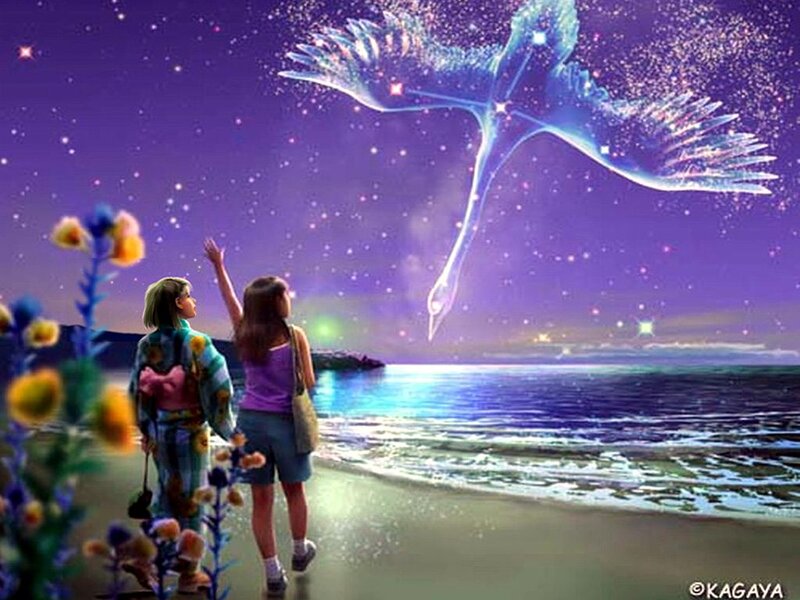 Two Girls on Beach — Purple