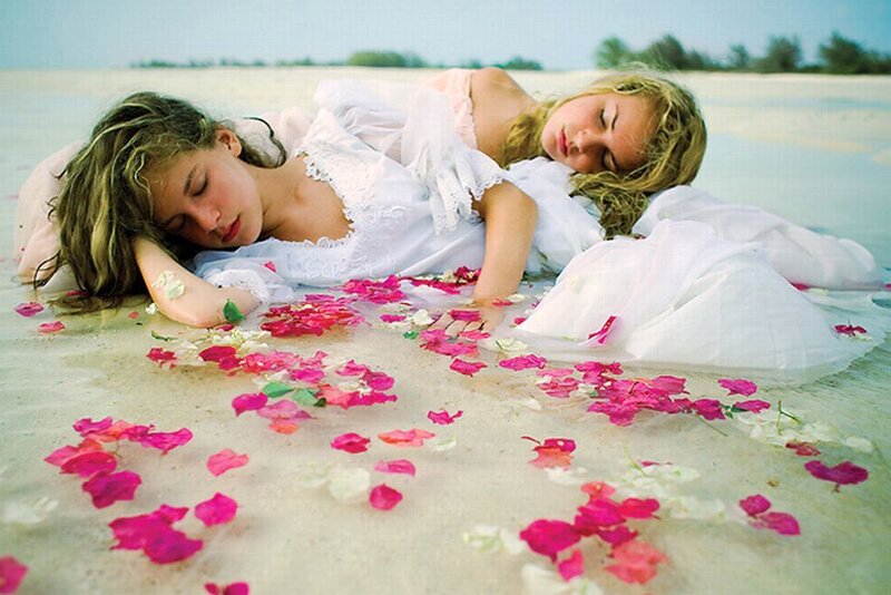 Two Girls on Beach — White
