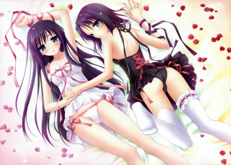 Two Girls on Bed — White