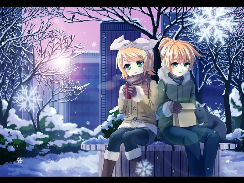 Two Girls on Bench — Purple
