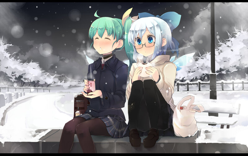 Two Girls on Bench — White