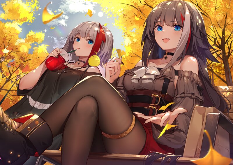 Two Girls on Bench — Yellow, Calm