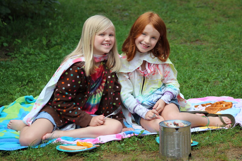 Two Girls on Blanket — Green